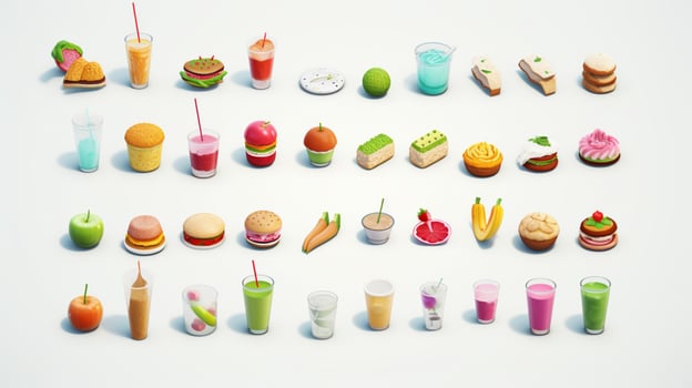 Colorful 3D Icon Sets of food and beverage indust photo