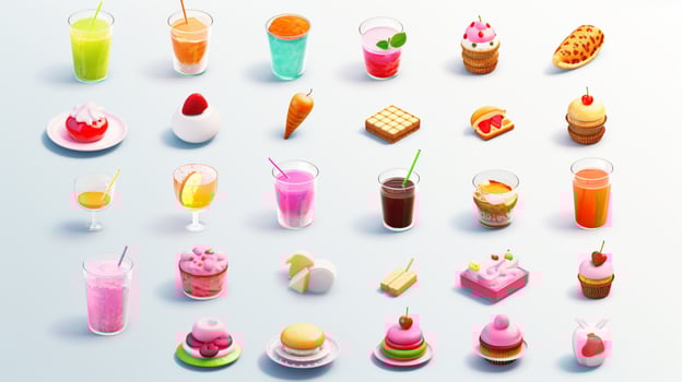 Colorful 3D Icon Sets of food and beverage indust photo