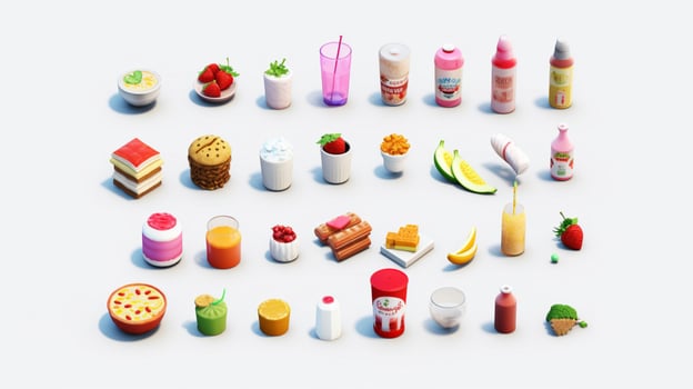 Colorful 3D Icon Sets of food and beverage indust photo