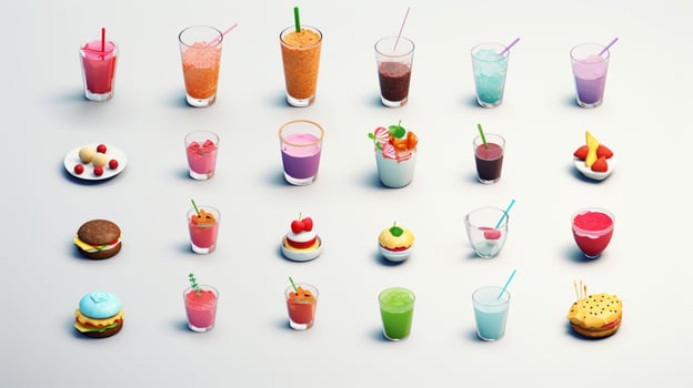 Colorful 3D Icon Sets of food and beverage indust photo