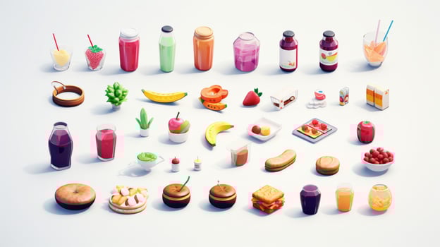 Colorful 3D Icon Sets of food and beverage indust photo