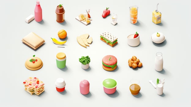 Colorful 3D Icon Sets of food and beverage indust photo