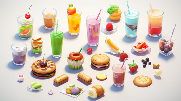 Colorful 3D Icon Sets of food and beverage indust photo