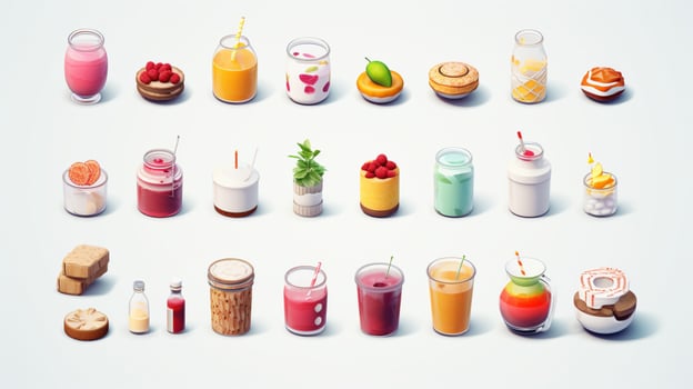 Colorful 3D Icon Sets of food and beverage indust photo