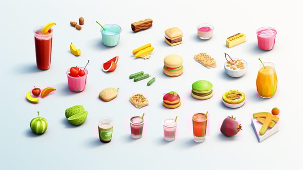 Colorful 3D Icon Sets of food and beverage indust photo