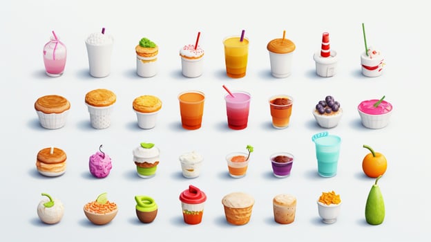 Colorful 3D Icon Sets of food and beverage indust photo