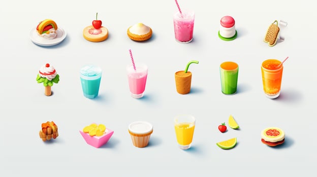 Colorful 3D Icon Sets of food and beverage indust photo