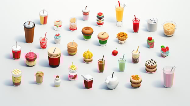 Colorful 3D Icon Sets of food and beverage indust photo