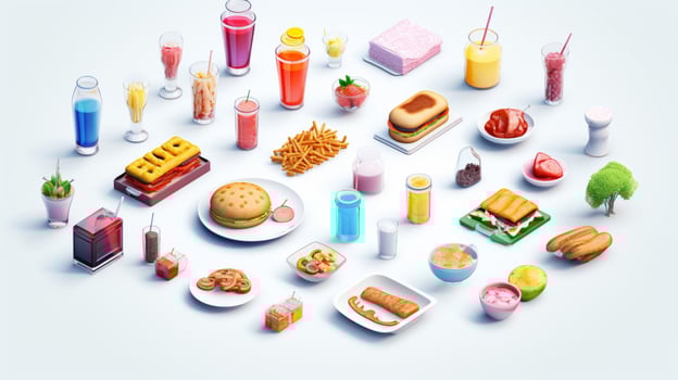 Colorful 3D Icon Sets of food and beverage indust photo
