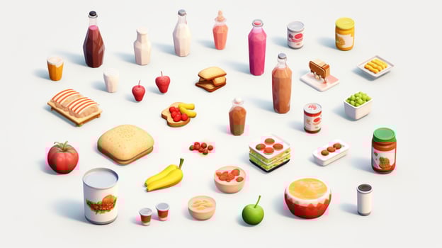 Colorful 3D Icon Sets of food and beverage indust photo