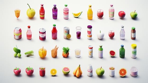 Colorful 3D Icon Sets of food and beverage indust photo