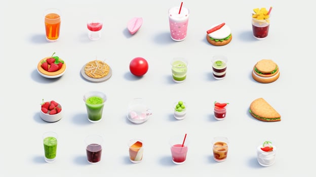Colorful 3D Icon Sets of food and beverage indust photo