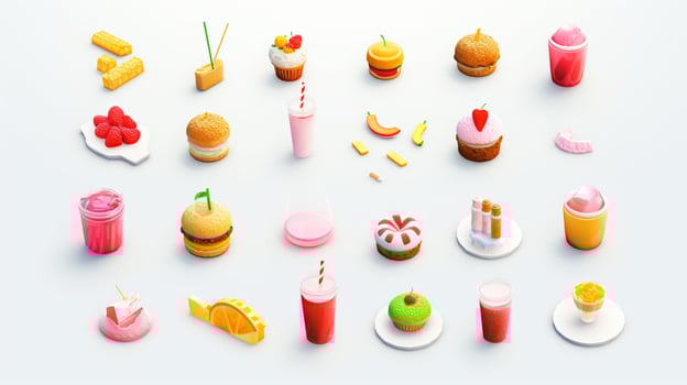 Colorful 3D Icon Sets of food and beverage indust photo