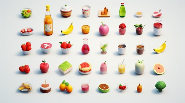 Colorful 3D Icon Sets of food and beverage indust photo