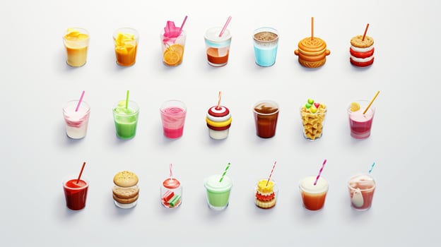Colorful 3D Icon Sets of food and beverage indust photo
