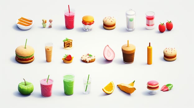 Colorful 3D Icon Sets of food and beverage indust photo