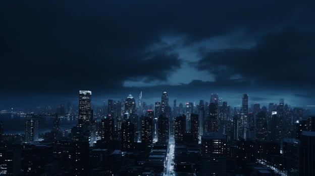 Dark blue background the scene of high rise buil photo