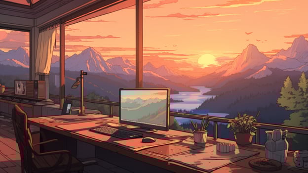 Muted colors an illustration of a room photo