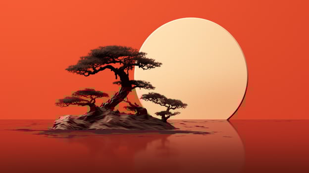 Tree on solid color background zen Enso behance photo