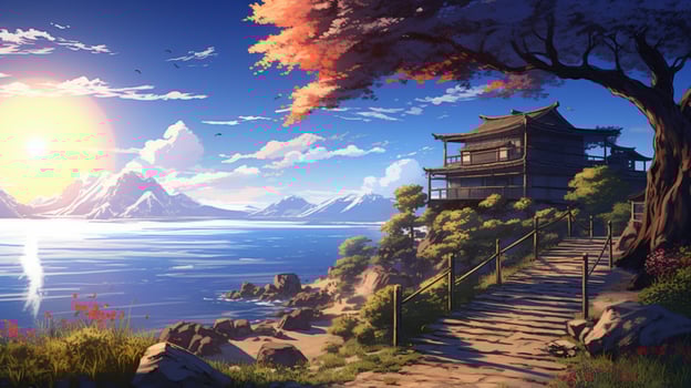 calming anime background high quality photo