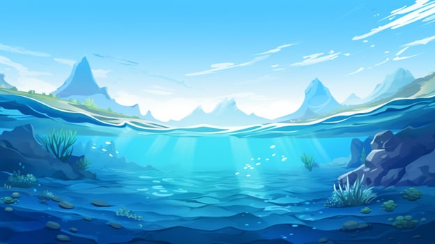 cartoon style ocean background for product showca photo