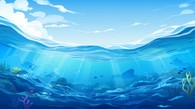 cartoon style ocean background for product showca photo
