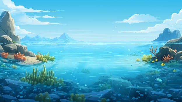 cartoon style ocean background for product showca photo