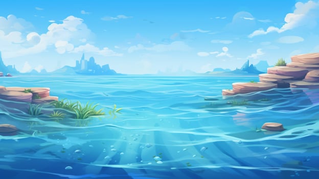 cartoon style ocean background for product showca photo