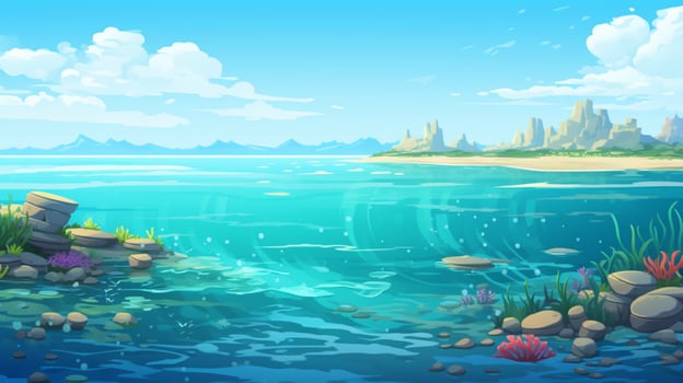 cartoon style ocean background for product showca photo