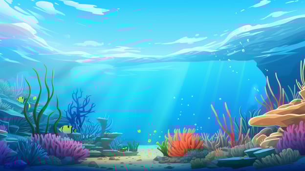 cartoon style ocean background for product showca photo