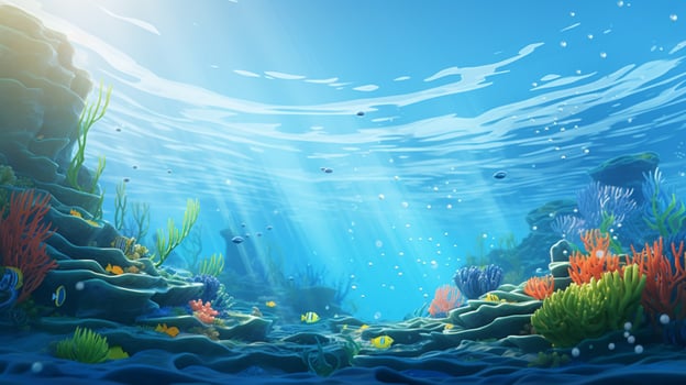 cartoon style ocean background for product showca photo