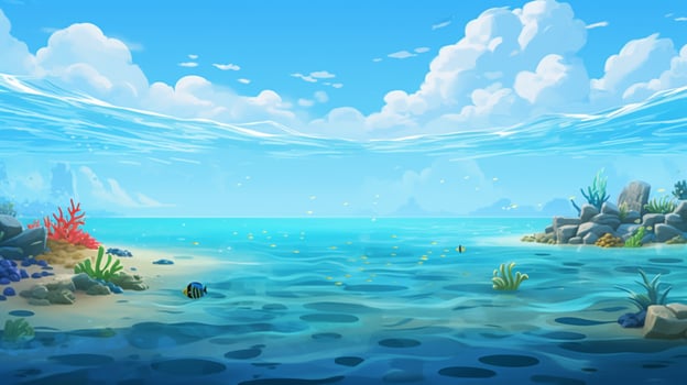 cartoon style ocean background for product showca photo