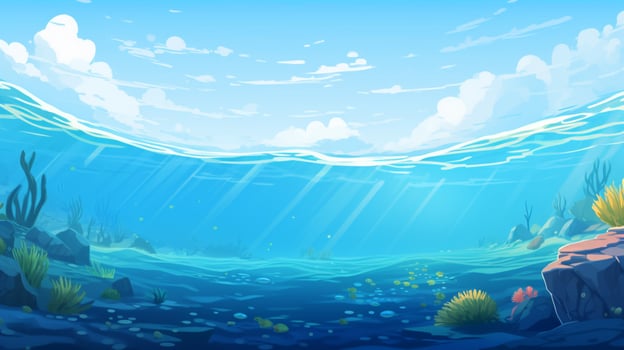 cartoon style ocean background for product showca photo