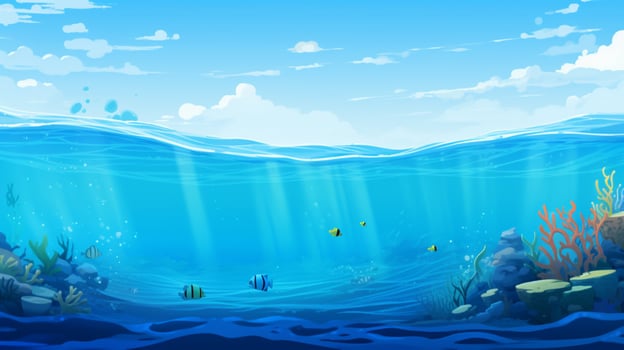cartoon style ocean background for product showca photo