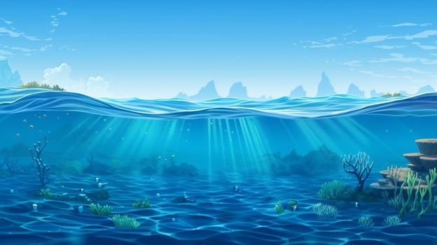 cartoon style ocean background for product showca photo