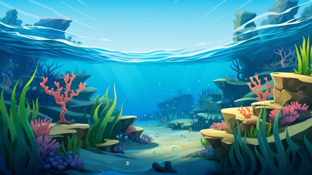 cartoon style ocean background for product showca photo