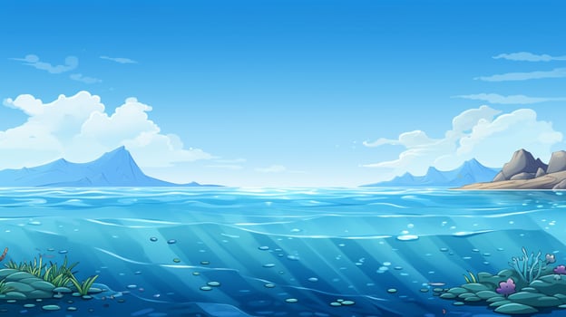 cartoon style ocean background for product showca photo