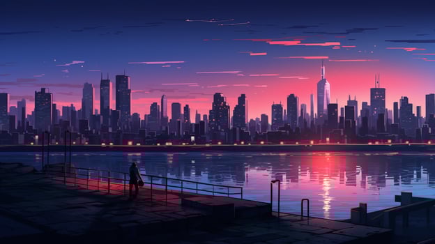 city pixel art light vibe low detail minimalist photo
