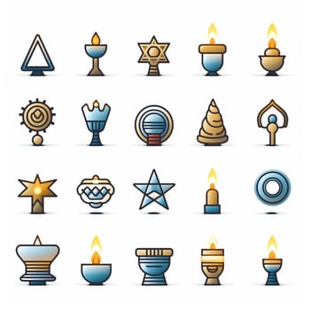 hanukkah icons with white background high quality photo