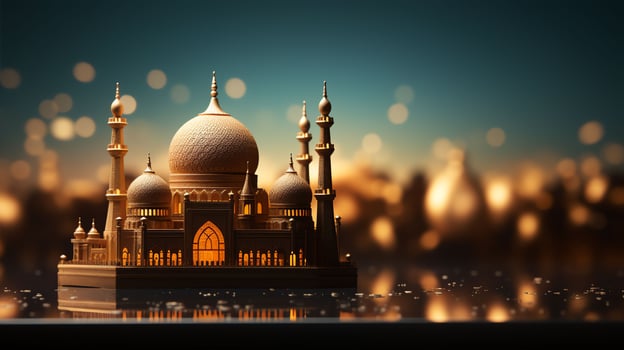 Islamic mosque background over water lake photo