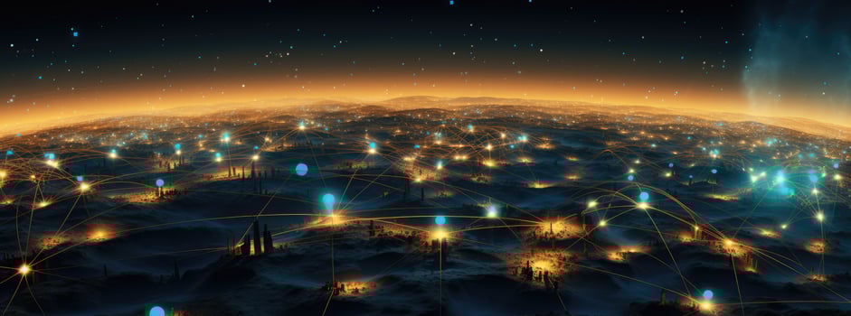 Global network of connections over planet Earth. AI Generated. photo