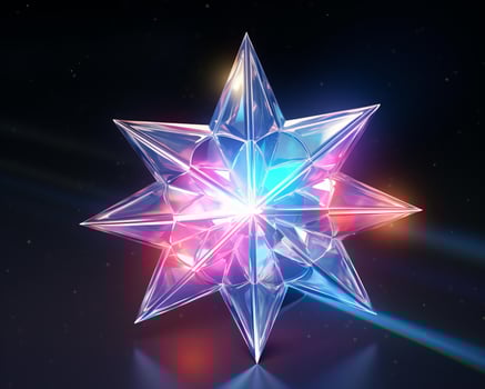 3d illustration of a colorful star on a black background generative ai photo