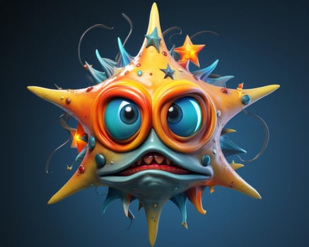 a 3d illustration of a starfish with big eyes generative ai photo