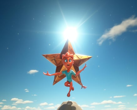 a cartoon character jumping on top of a star generative ai photo