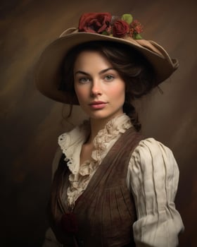 a portrait of a woman in a hat generative ai photo