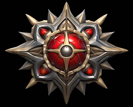 a red and gold star with spikes on it generative ai photo