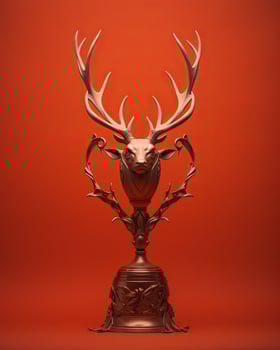 a trophy with a deer head on top of it generative ai photo