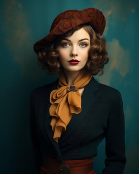 a woman in a hat and jacket posing for the camera generative ai photo