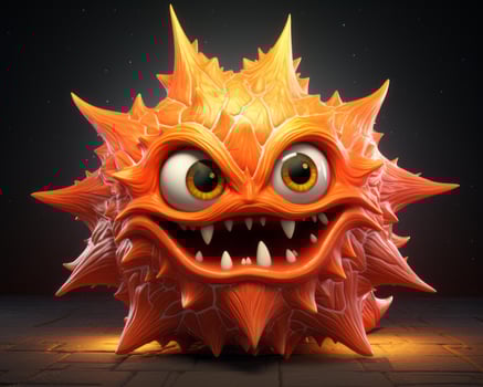 an orange monster with big teeth and big eyes generative ai photo