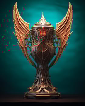 an ornate trophy with wings on it generative ai photo